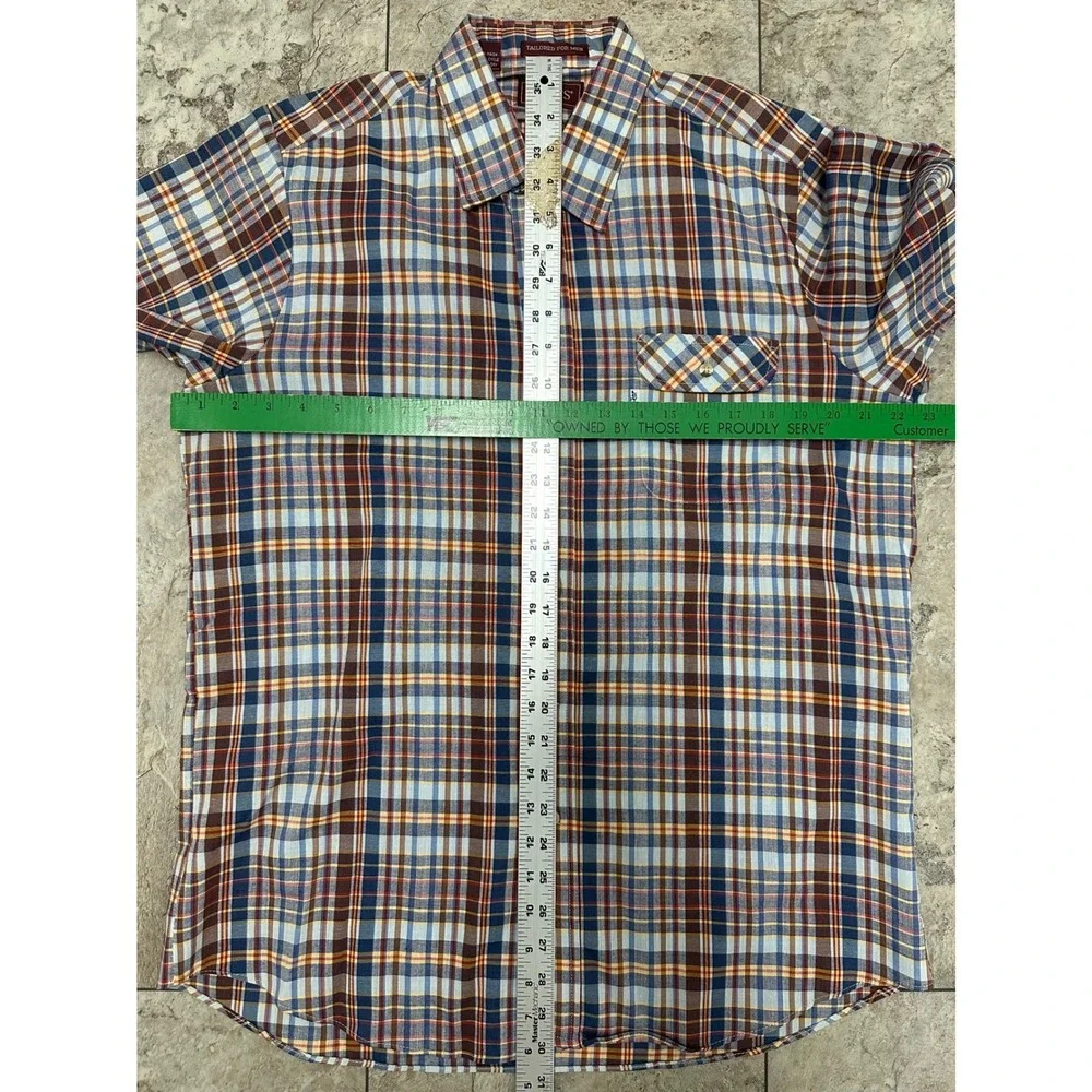 Levi's Tailored For Men Short Sleeve Button Up Plaid Shirt Large‎ Like New